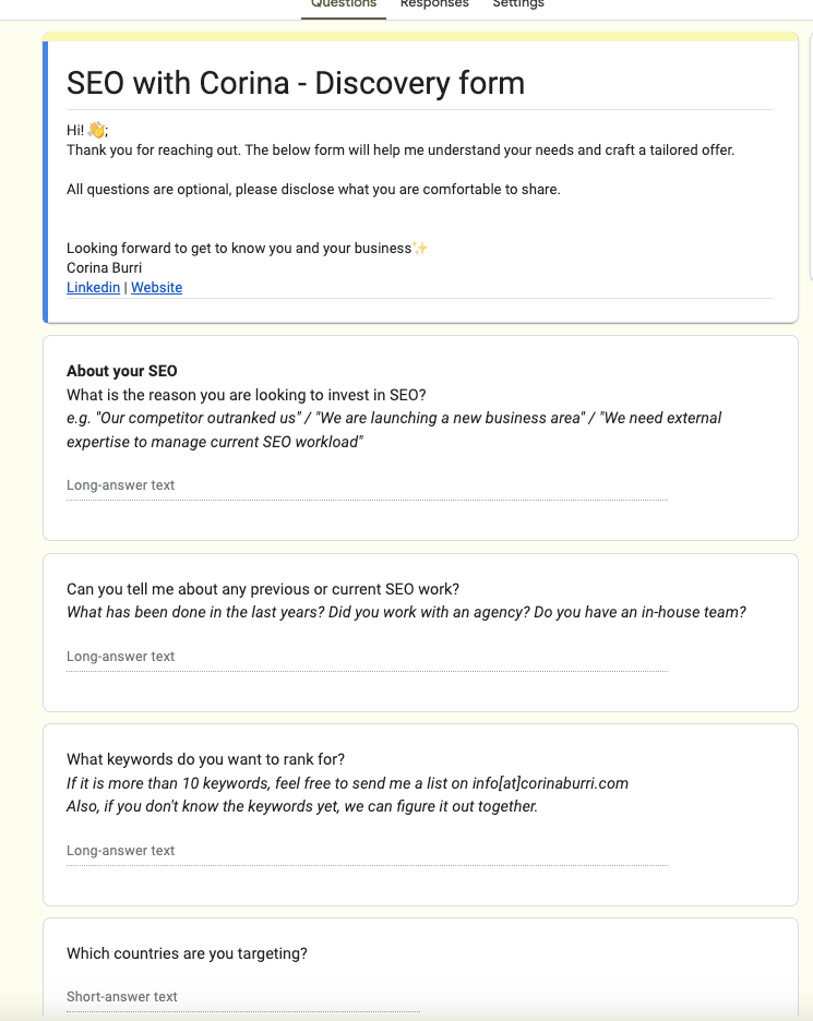 Read more about the article Onboarding-Fragebogen für neue SEO/GEO Kund*innen